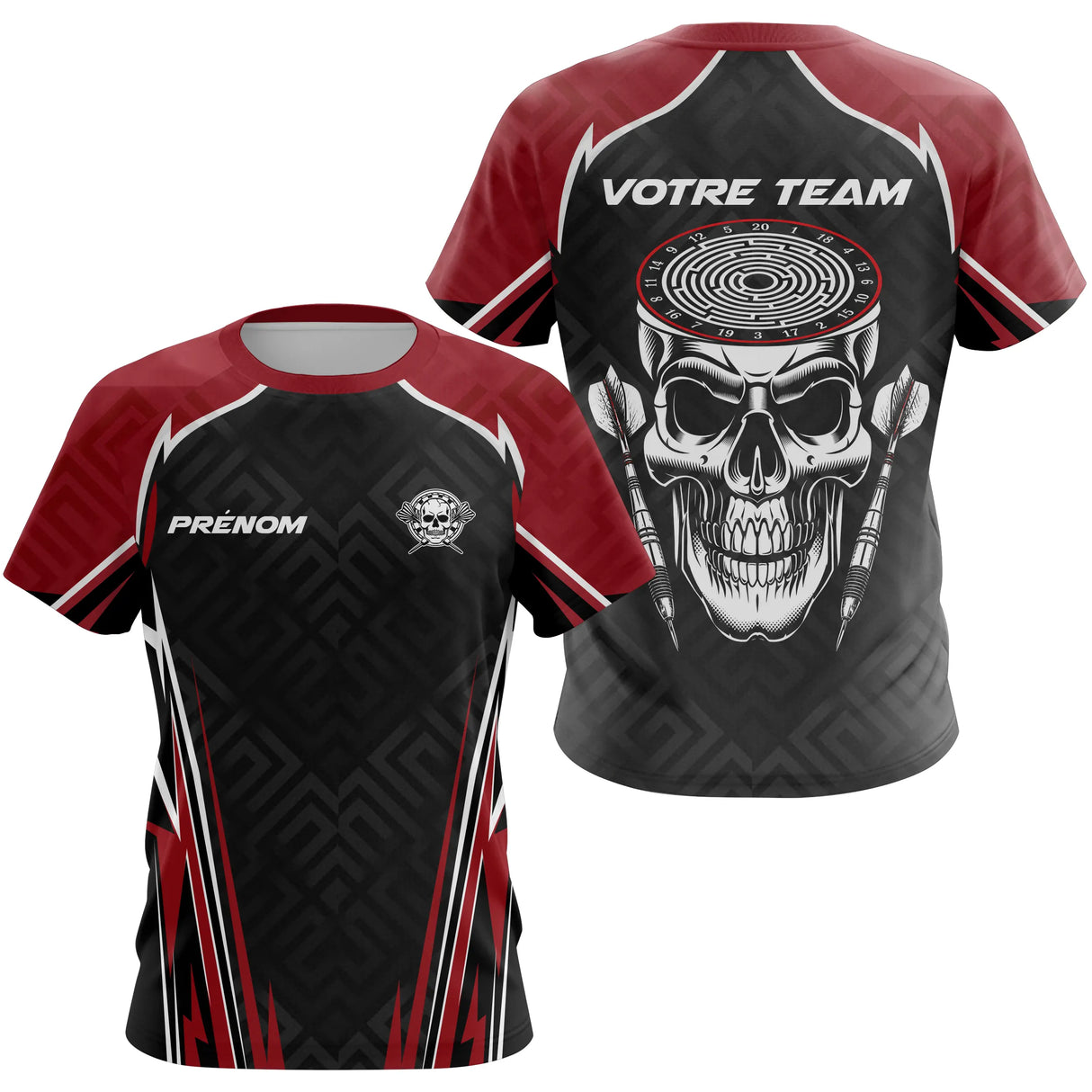 Polo Fléchettes Tête de Mort - Rouge & Noir Spotif - T-Shirt Femme