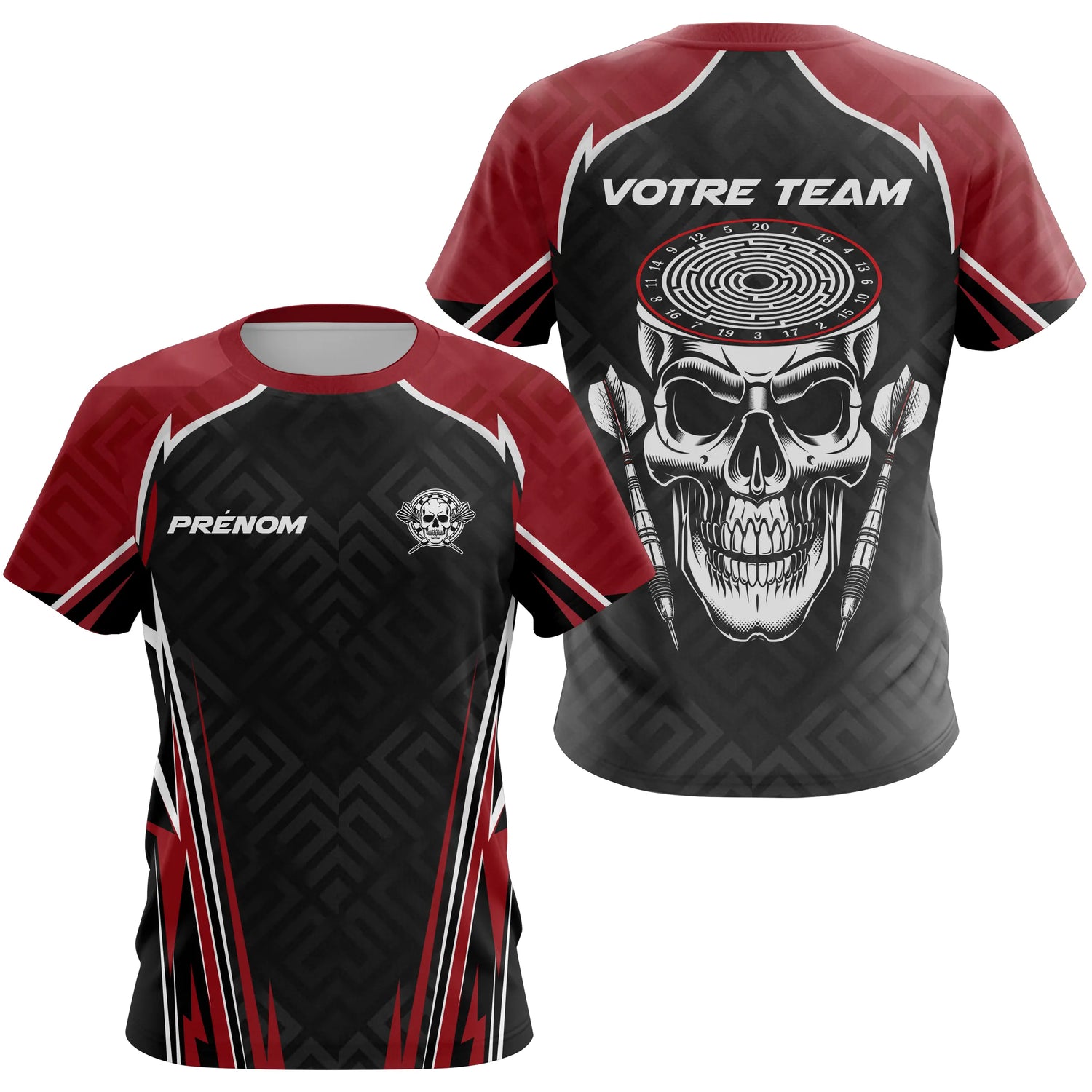 Polo Fléchettes Tête de Mort - Rouge & Noir Spotif - T-Shirt Femme