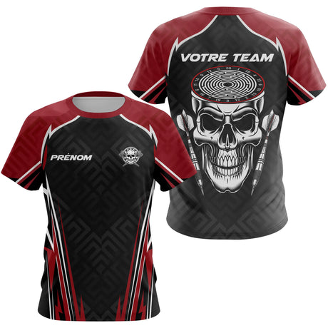 Polo Fléchettes Tête de Mort - Rouge & Noir Spotif - T-Shirt Femme