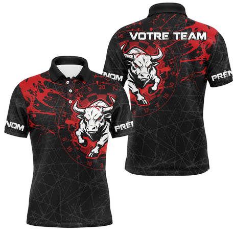 Polo Fléchettes Taureau Sportif - Rouge & Noir Personnalisé - Polo Homme