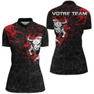 Polo Fléchettes Taureau Sportif - Rouge & Noir Personnalisé - Polo Zippé Femme