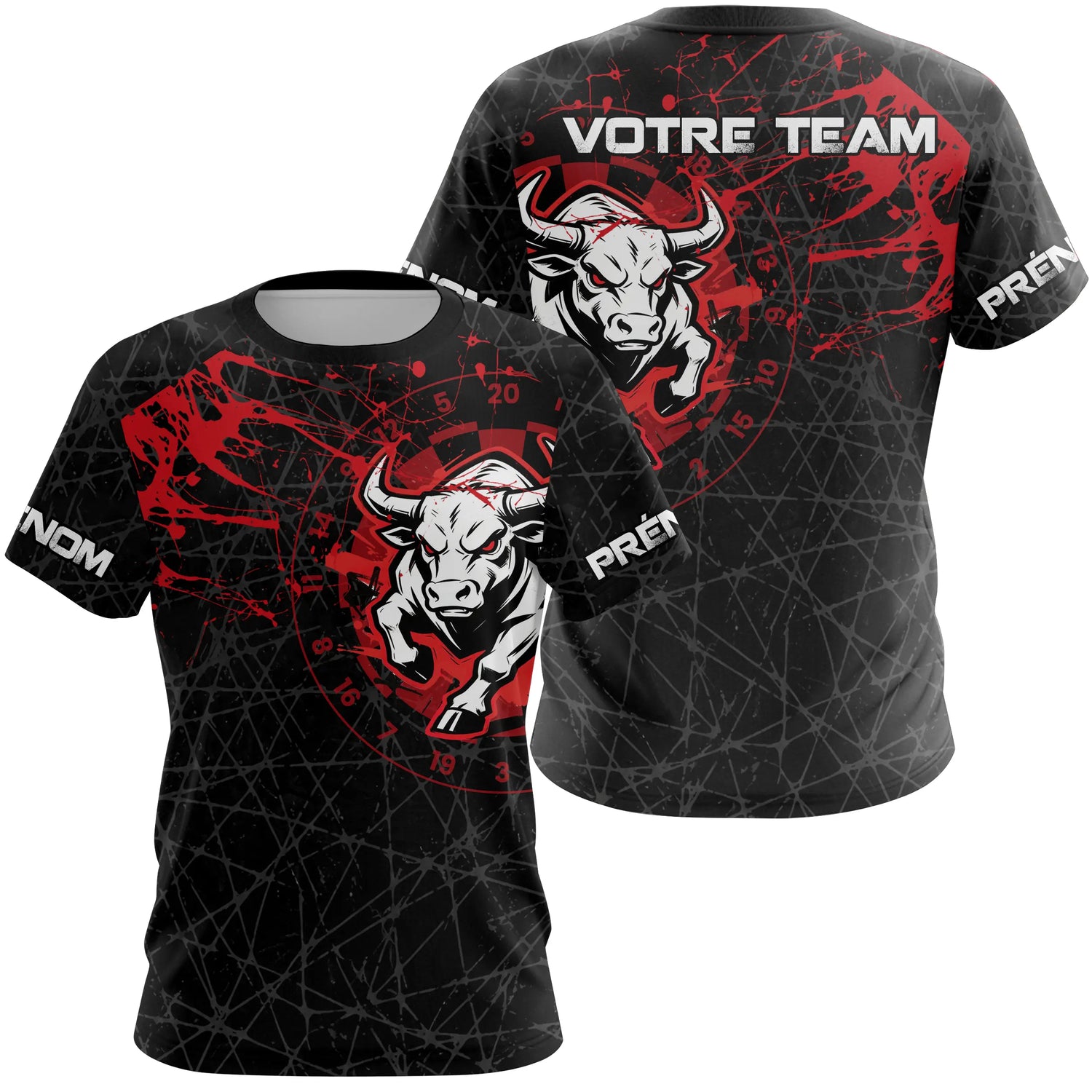 Polo Fléchettes Taureau Sportif - Rouge & Noir Personnalisé - T-Shirt Femme
