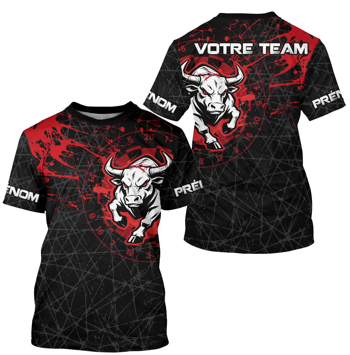 Polo Fléchettes Taureau Sportif - Rouge & Noir Personnalisé - T-Shirt Homme