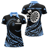 Polo Fléchettes Tribal Premium - Personnalisé Bleu Noir - Polo Femme