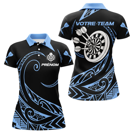 Polo Fléchettes Tribal Premium - Personnalisé Bleu Noir - Polo Femme
