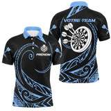 Polo Fléchettes Tribal Premium - Personnalisé Bleu Noir - Polo Homme