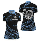 Polo Fléchettes Tribal Premium - Personnalisé Bleu Noir - Polo Zippé Femme