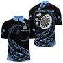 Polo Fléchettes Tribal Premium - Personnalisé Bleu Noir - Polo Zippé Homme