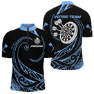 Polo Fléchettes Tribal Premium - Personnalisé Bleu Noir - Polo Zippé Homme