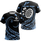 Polo Fléchettes Tribal Premium - Personnalisé Bleu Noir - T-Shirt Femme