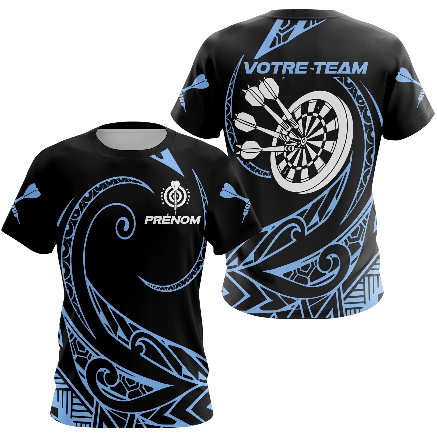 Polo Fléchettes Tribal Premium - Personnalisé Bleu Noir - T-Shirt Femme