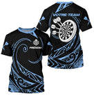 Polo Fléchettes Tribal Premium - Personnalisé Bleu Noir - T-Shirt Homme