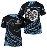 Polo Fléchettes Tribal Premium - Personnalisé Bleu Noir - T-Shirt Homme