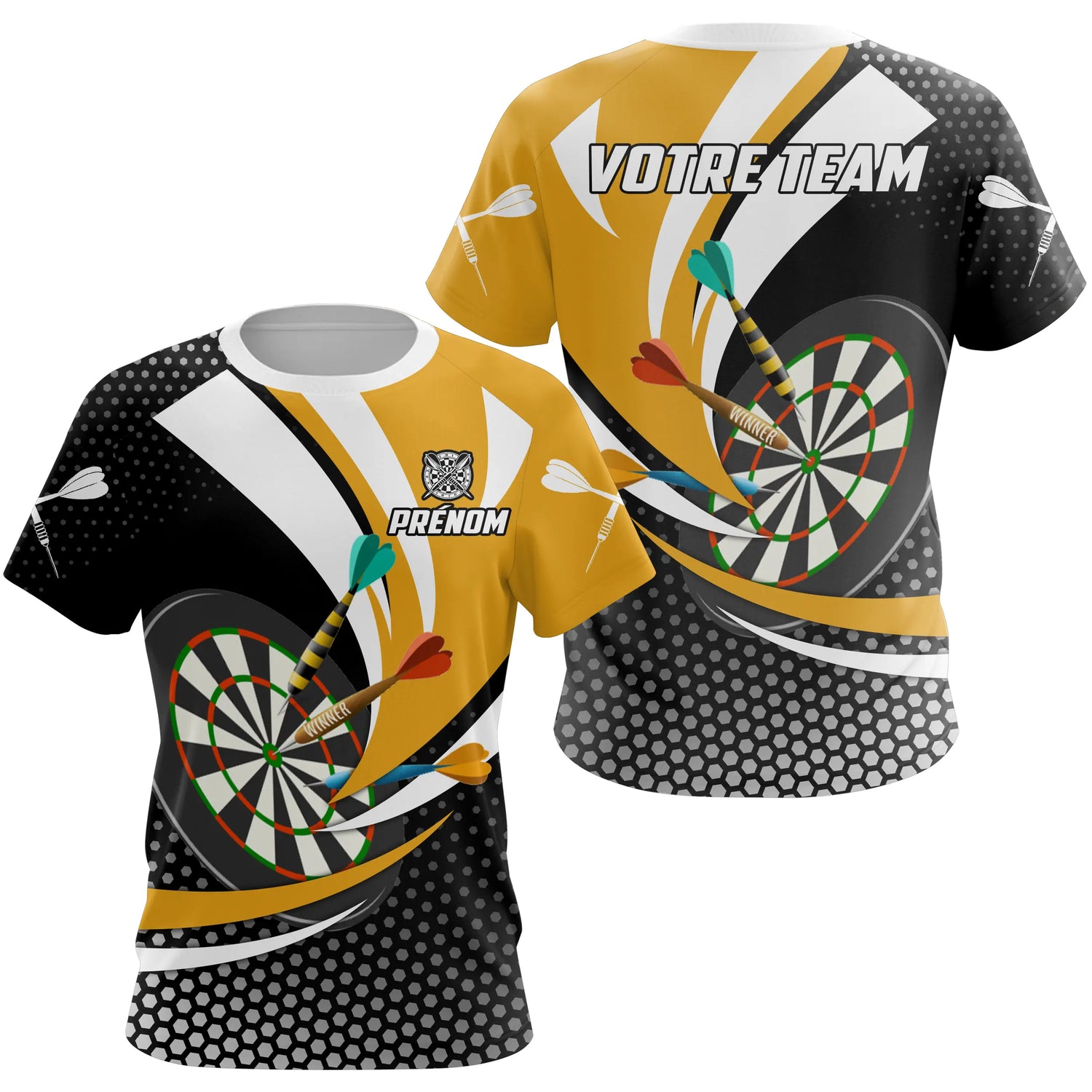 Polo Fléchettes Triple 180 - Élégant Jaune Blanc - T-Shirt Femme