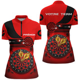 Polo Fléchettes Triple 20 - Impact Rouge & Noir Personnalisé - Polo Zippé Femme