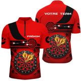 Polo Fléchettes Triple 20 - Impact Rouge & Noir Personnalisé - Polo Zippé Homme