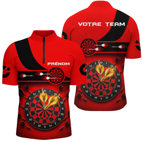 Polo Fléchettes Triple 20 - Impact Rouge & Noir Personnalisé - Polo Zippé Homme