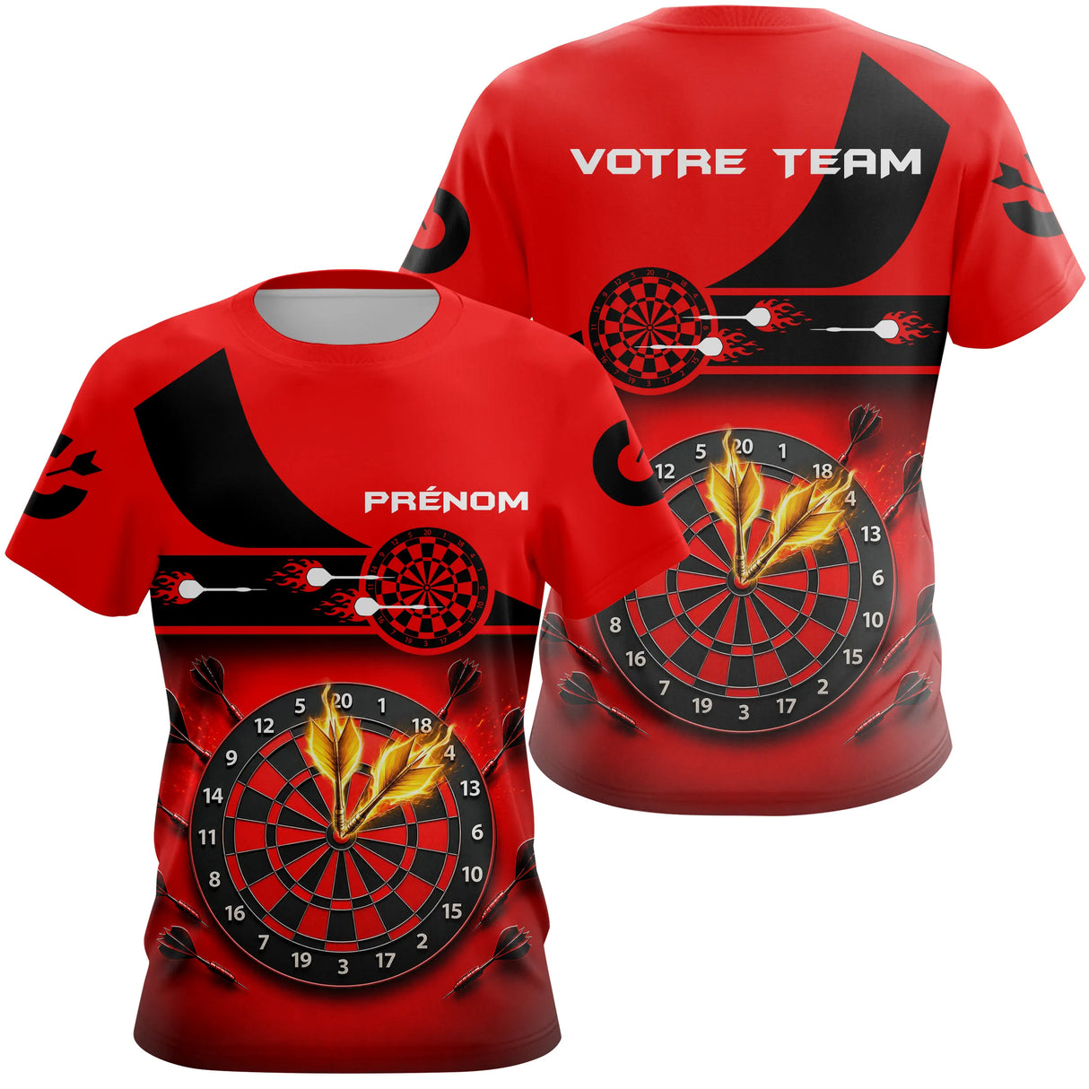 Polo Fléchettes Triple 20 - Impact Rouge & Noir Personnalisé - T-Shirt Femme