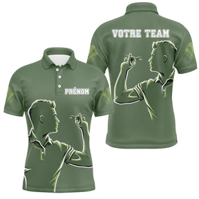 Polo Fléchettes Vert Sauge - Personnalisé Équipe & Prénom - Polo Homme