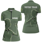 Polo Fléchettes Vert Sauge - Personnalisé Équipe & Prénom - Polo Zippé Femme