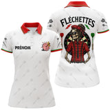 Polo Fléchettes Vintage Blanc – Squelette Béret Style Français - Polo Femme