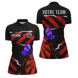 Polo Fléchettes Violettes Personnalisé - Design Grunge Rouge - Polo Zippé Femme