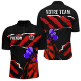 Polo Fléchettes Violettes Personnalisé - Design Grunge Rouge - Polo Zippé Homme