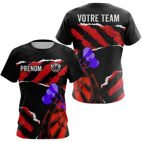Polo Fléchettes Violettes Personnalisé - Design Grunge Rouge - T-Shirt Femme