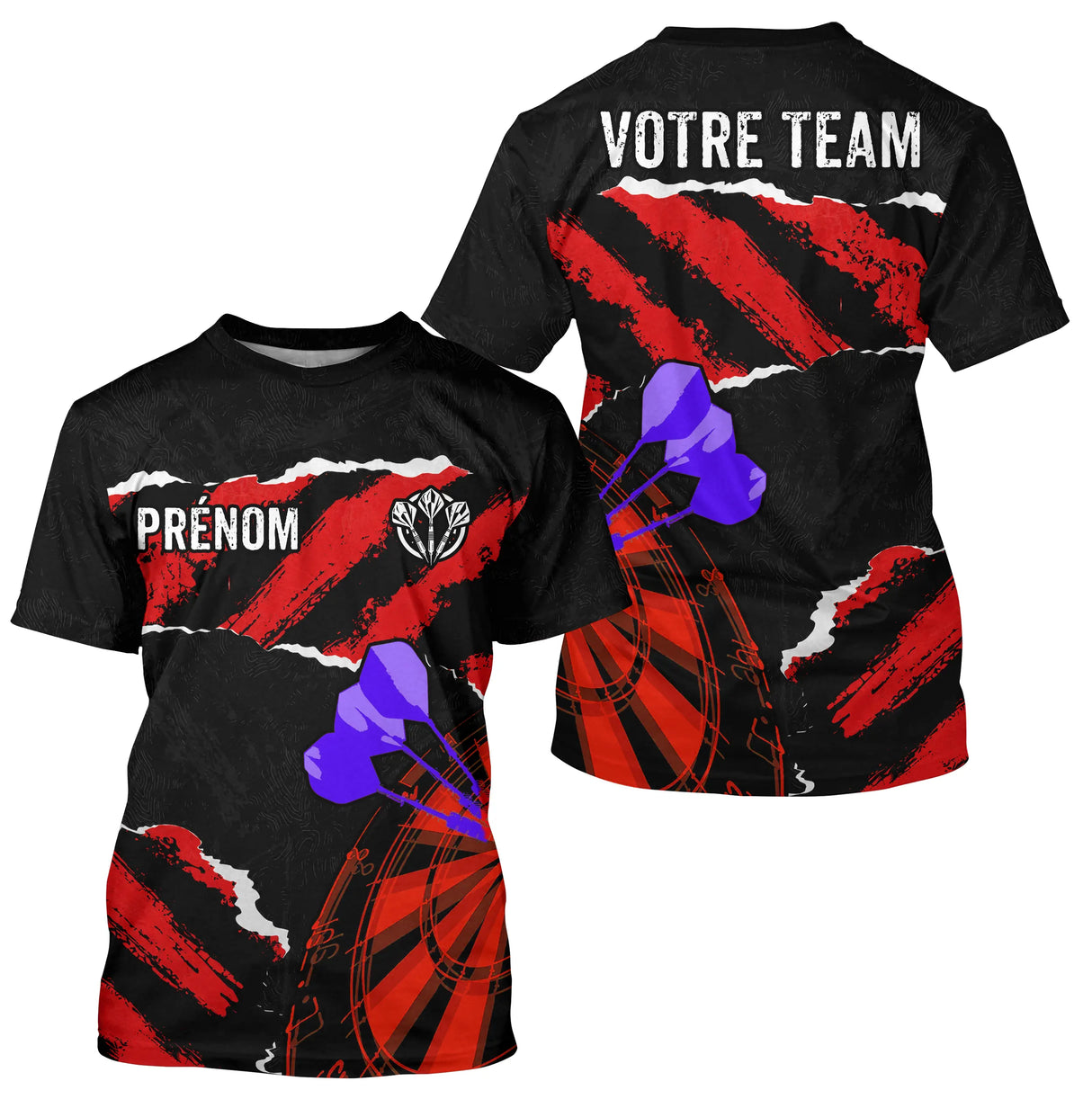 Polo Fléchettes Violettes Personnalisé - Design Grunge Rouge - T-Shirt Homme