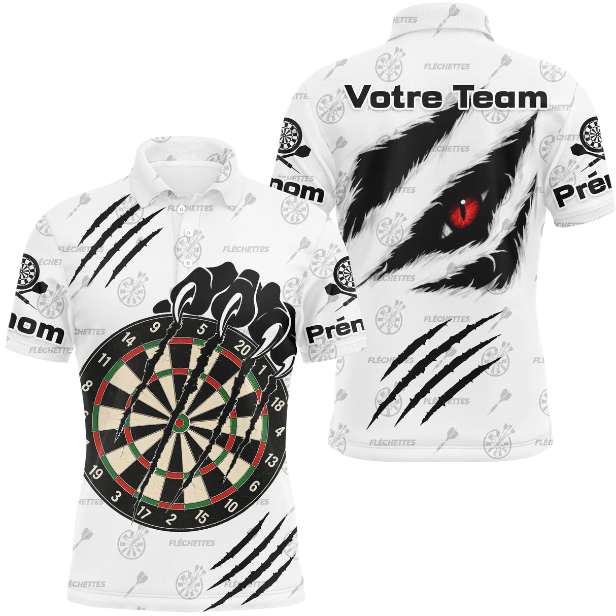 Polo Fléchettes Yeux Rouges - Personnalisé Prénom - Polo Homme
