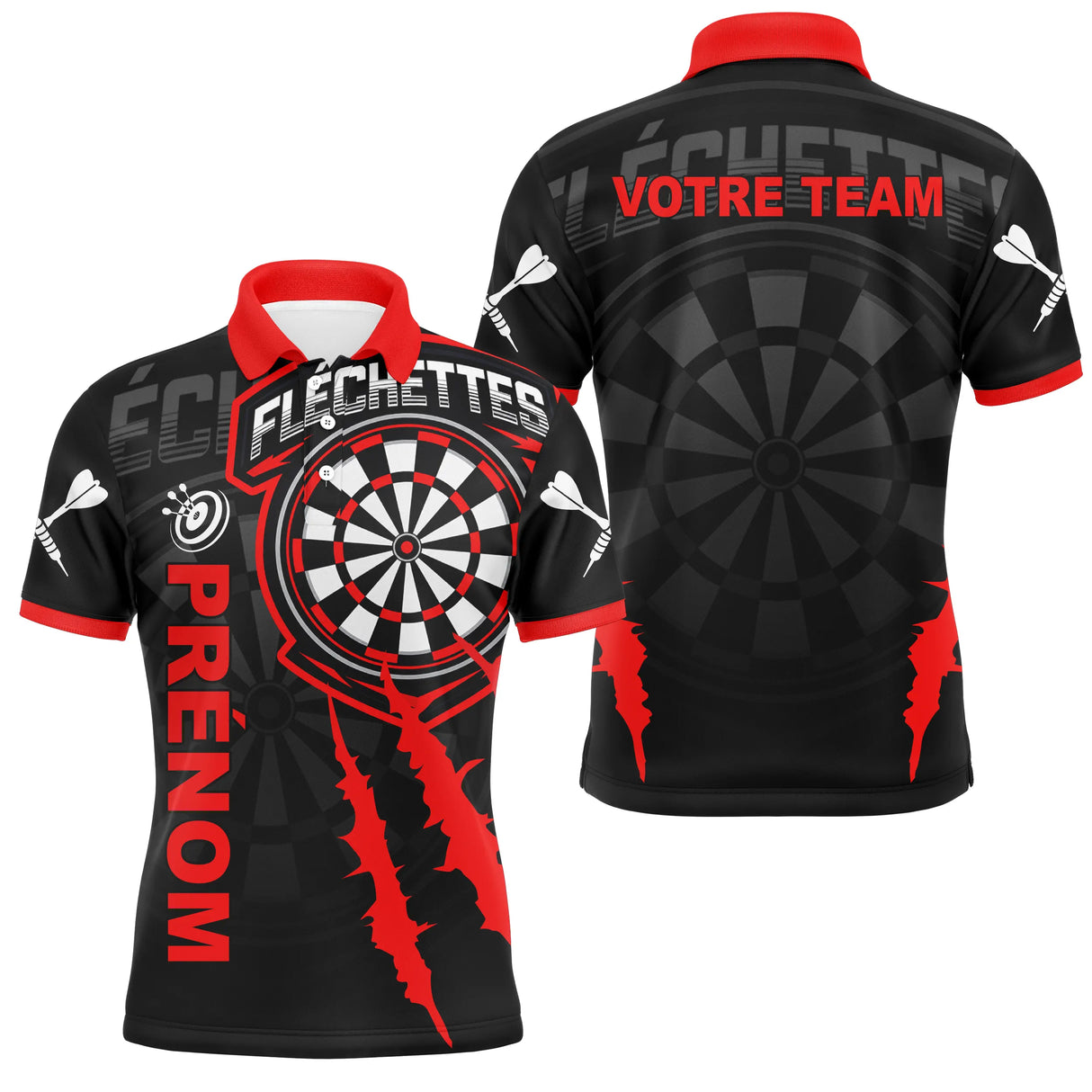Polo Fléchettes Élégance Noir & Rouge - Style Sport Personnalisé - Polo Homme