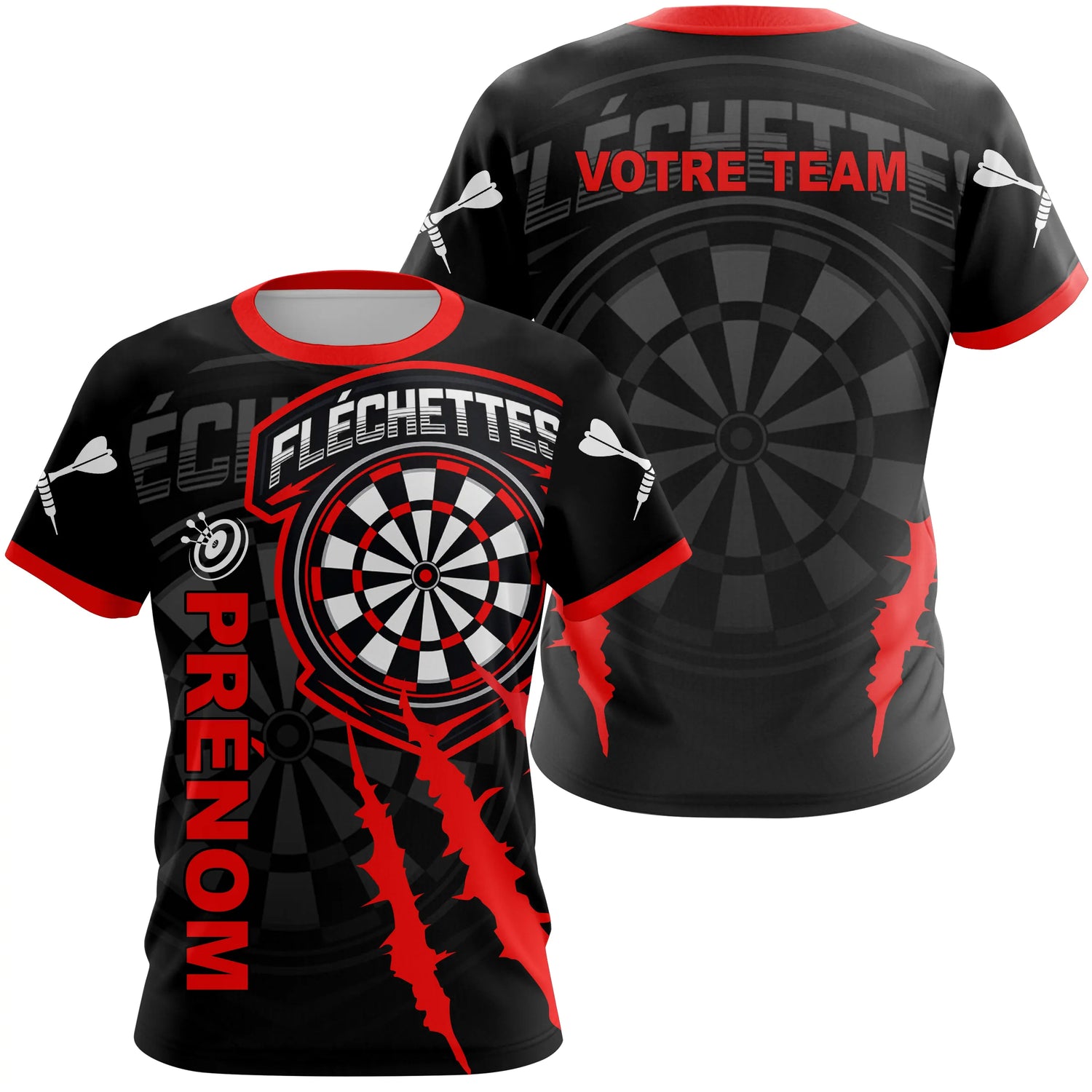Polo Fléchettes Élégance Noir & Rouge - Style Sport Personnalisé - T-Shirt Femme
