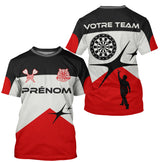 Polo Fléchettes Élite Noir Rouge - Style Tournoi Personnalisé - T-Shirt Homme