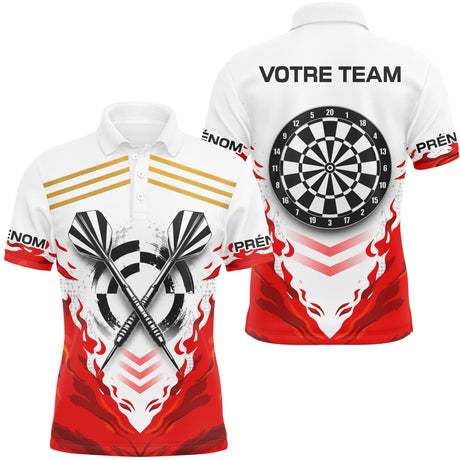 Polo Fléchettes Équipe Flamboyant - Rouge & Blanc Personnalisé - Polo Homme