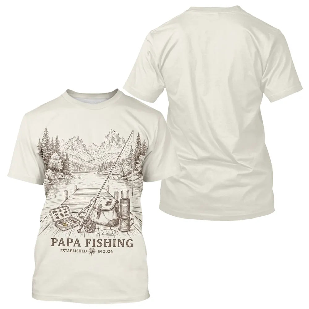 Polo Homme Papa Pêcheur Vintage - Sweat Beige Homme - T-Shirt Homme