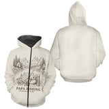 Polo Homme Papa Pêcheur Vintage - Sweat Beige Homme - Zippé Hoodie Homme
