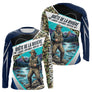 Polo Jersey Pêcheur Camo Bleu Personnalisable - Tenue Truite - Long Sleeves Shirt Homme