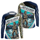 Polo Jersey Pêcheur Camo Bleu Personnalisable - Tenue Truite - Long Sleeves Shirt Homme