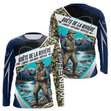 Polo Jersey Pêcheur Camo Bleu Personnalisable - Tenue Truite - Long Sleeves Shirt Homme