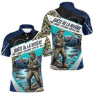 Polo Jersey Pêcheur Camo Bleu Personnalisable - Tenue Truite - Polo Homme