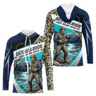 Polo Jersey Pêcheur Camo Bleu Personnalisable - Tenue Truite - Sweat Homme