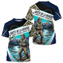 Polo Jersey Pêcheur Camo Bleu Personnalisable - Tenue Truite - T-Shirt Homme