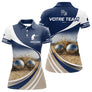 Polo Joueur Pétanque - Design Passion Marine Blanc - Polo Femme
