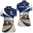 Polo Joueur Pétanque - Design Passion Marine Blanc - Polo Zippé Femme