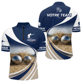 Polo Joueur Pétanque - Design Passion Marine Blanc - Polo Zippé Homme