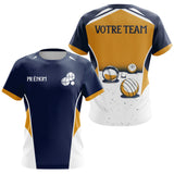 Polo Joueur Pétanque Bleu Marine - Boules Sportives - T-Shirt Femme
