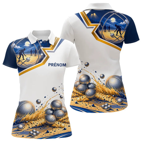 Polo Joueur Pétanque Bleu & Or – Style Passion Performance - Polo Femme