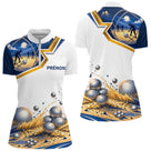 Polo Joueur Pétanque Bleu & Or – Style Passion Performance - Polo Zippé Femme