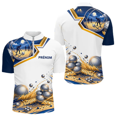 Polo Joueur Pétanque Bleu & Or – Style Passion Performance - Polo Zippé Homme