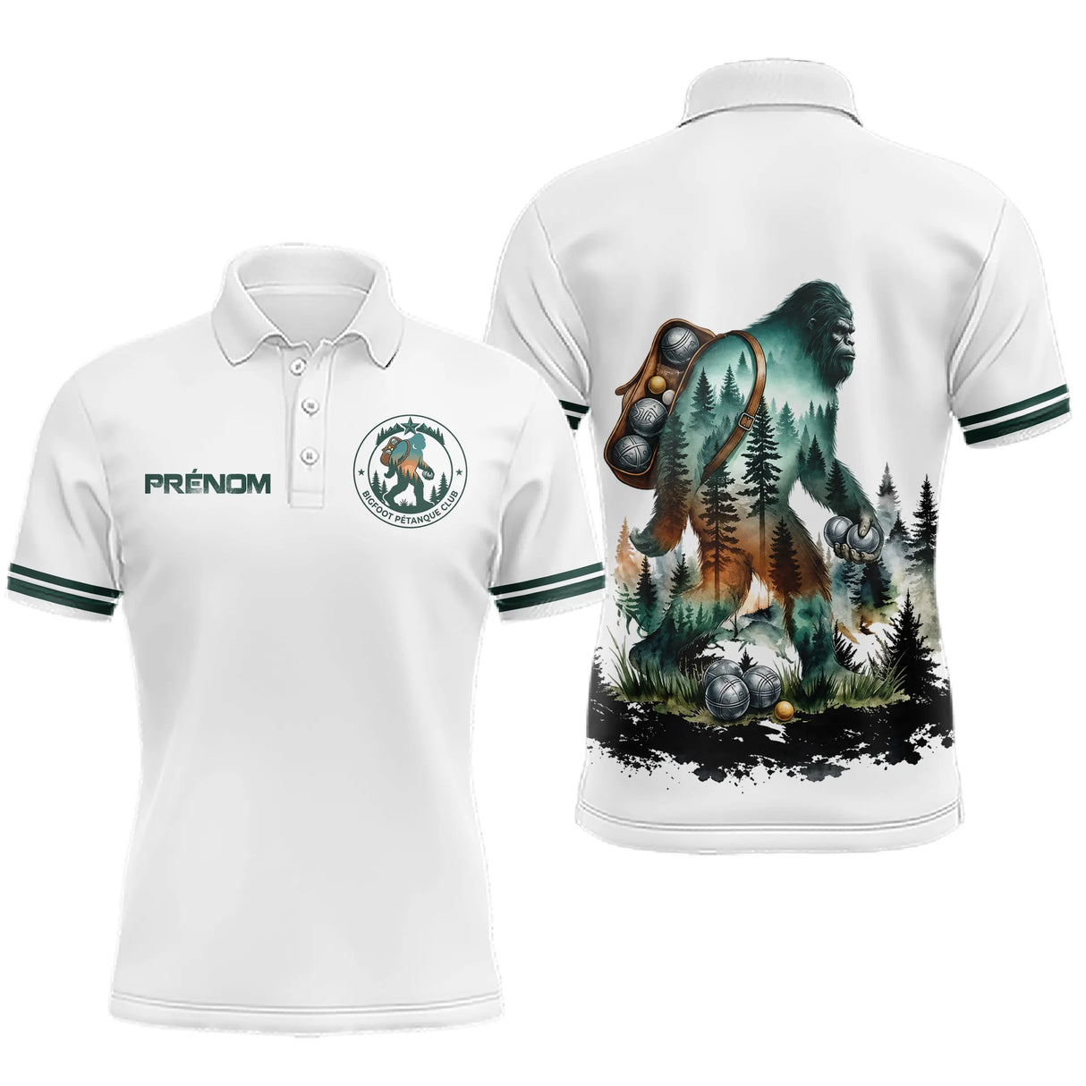 Polo Joueur Pétanque Club Blanc – Style Légende Bigfoot - Polo Homme